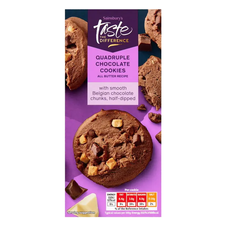 Quadruple Chocolate Cookies, Taste the Difference 200g