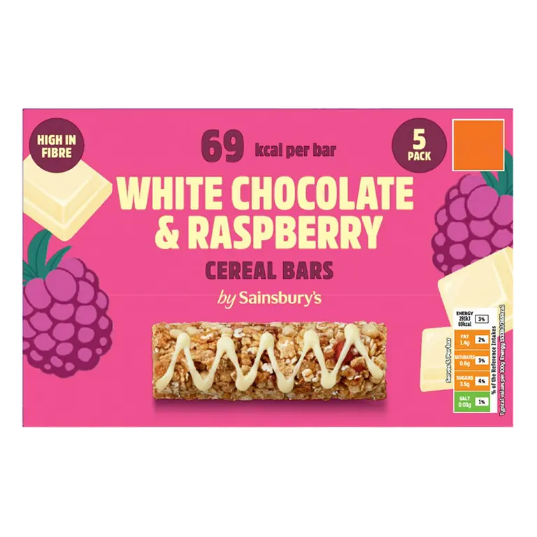 Raspberry & White Chocolate Cereal Bars x5 95g