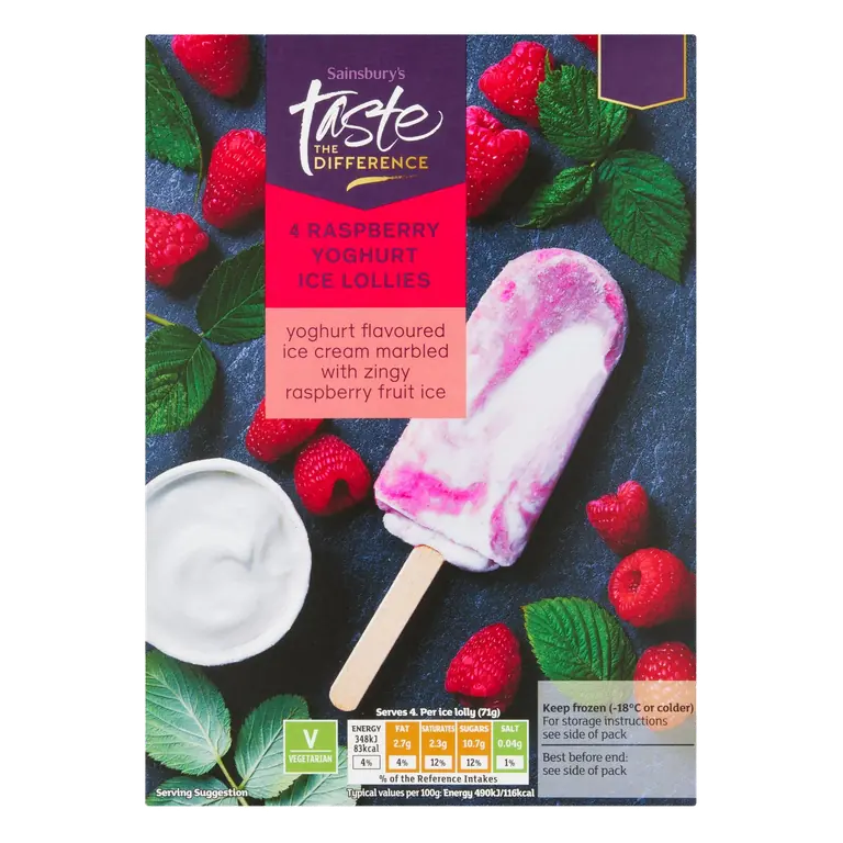 Raspberry & Yoghurt Ice Lollies x4 70ml