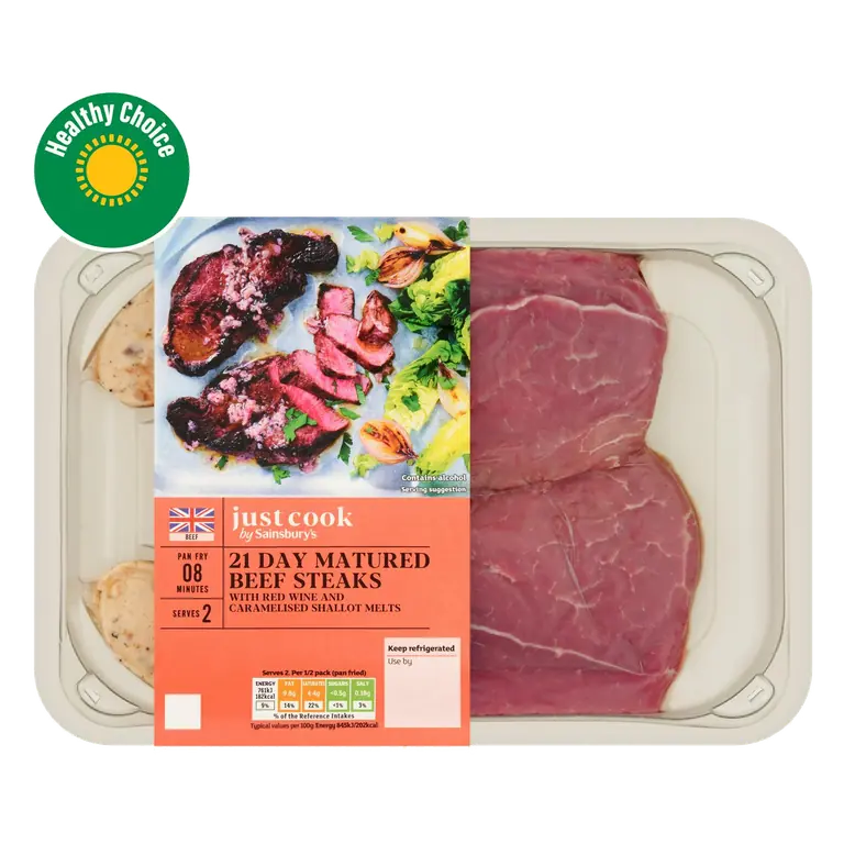 Ready to Cook British Beef Steaks with Red Wine & Caramelised Shallot Butter x2 300g