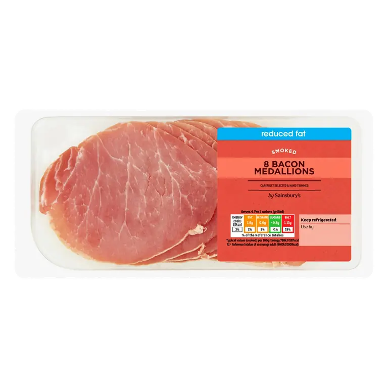 Reduced Fat Smoked Bacon Medallions x8 200g