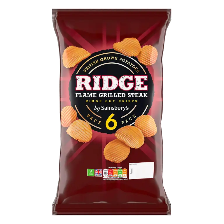 Ridged Steak Multipack Crisps 6x25g