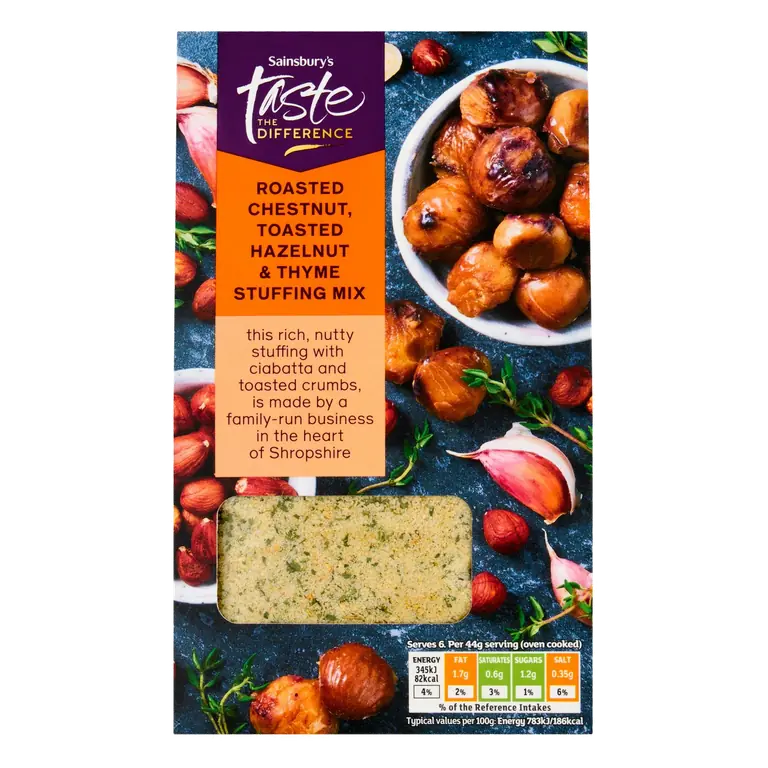 Roasted Chestnut, Toasted Hazelnut & Thyme Stuffing Mix, Taste the Difference 110g