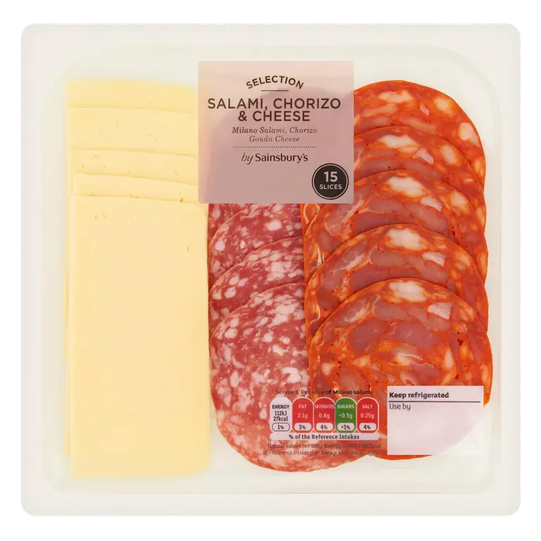 Salami, Chorizo Gouda Cheese Slices x15 120g