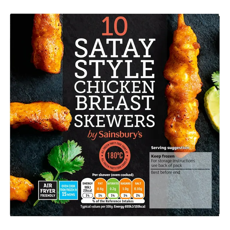 Satay Style Chicken Breast Skewers x10 180g
