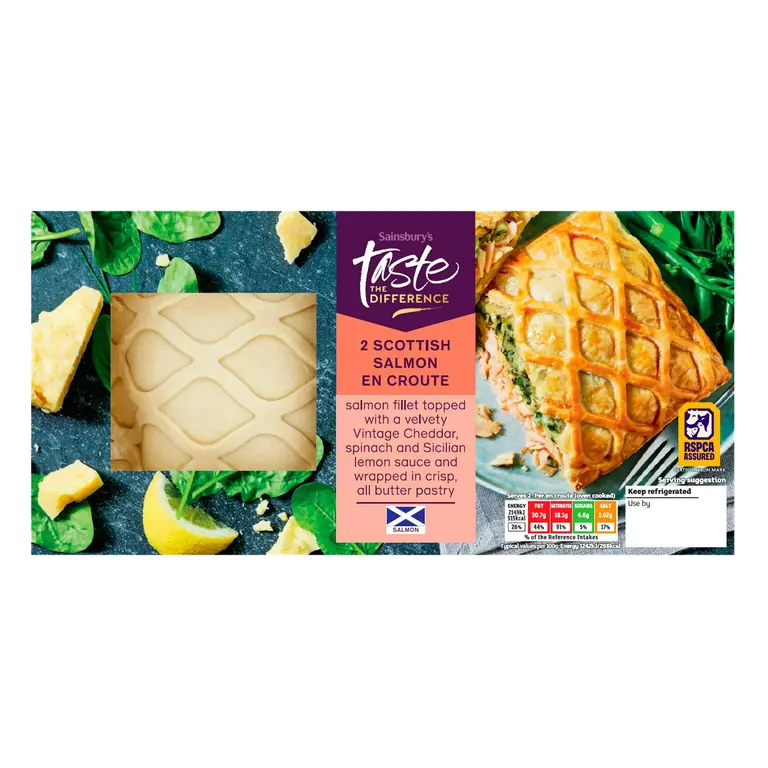 Scottish Salmon, Spinach & Cheddar En Croute, Taste the Difference x2 380g