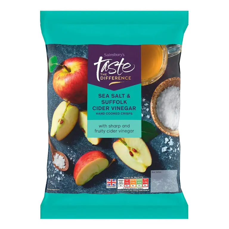 Sea Salt & Cider Vinegar Crisps, Taste the Difference 150g