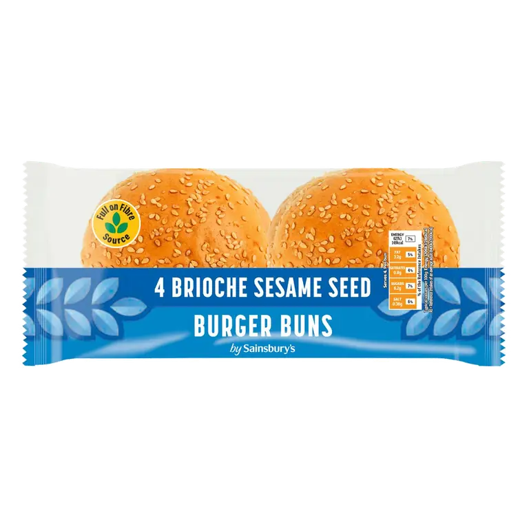Sesame Seed Brioche Burger Buns Rolls x4