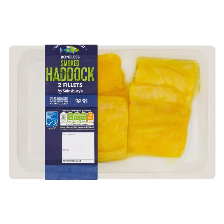 Skin on & Boneless Smoked MSC Haddock Fillets 240g