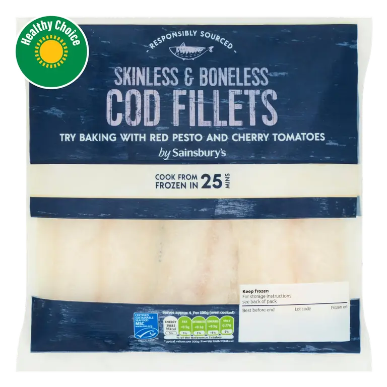 Skinless & Boneless Cod Fillets 360g