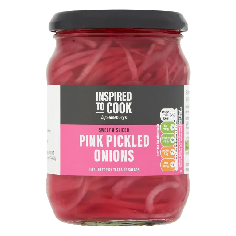 Sliced Pickled Red Onions in Sweet Vinegar, Inspired to Cook 340g (156g*)