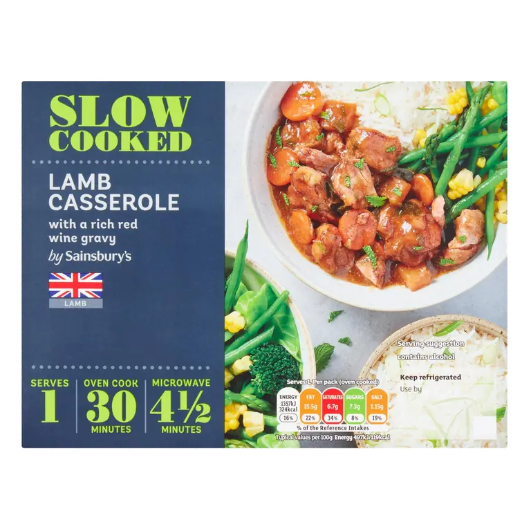 Slow Cooked British Lamb Casserole With Rich Red Wine Gravy 300g (Serves 1)