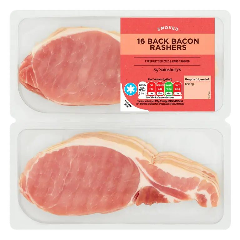 Smoked 16 Back Bacon Rashers 2x250g