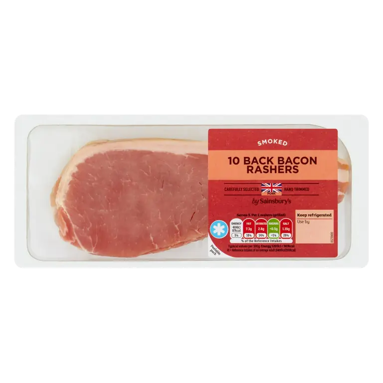 Smoked Back Bacon Rashers x10 300g