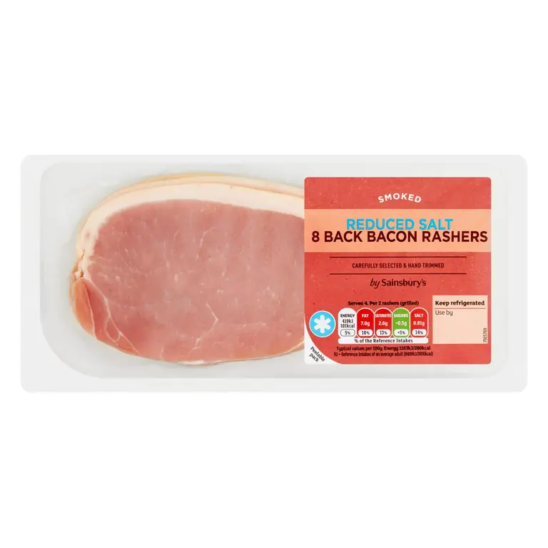 Smoked Reduced Salt Back Bacon Rashers x8 250g