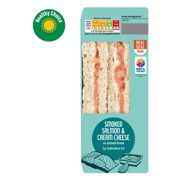 Smoked Salmon & Cream Cheese on Oatmeal Bread Sandwich