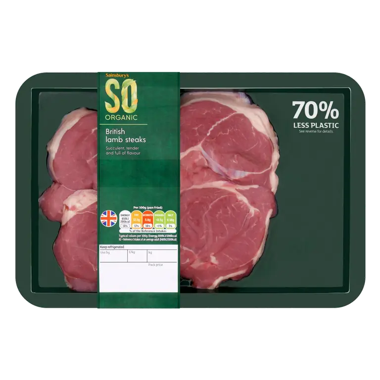 So Organic British Lamb Steaks, approx 270g