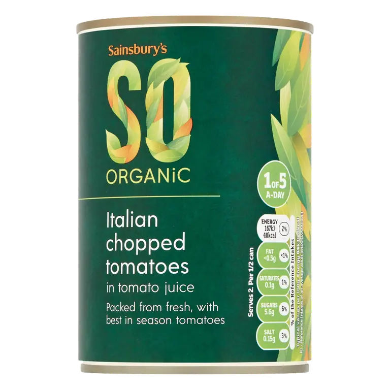 SO Organic Italian Organic Chopped Tomatoes in Tomato Juice 400g
