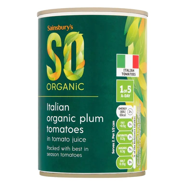 SO Organic Italian Organic Plum Tomatoes in Tomato Juice 400g