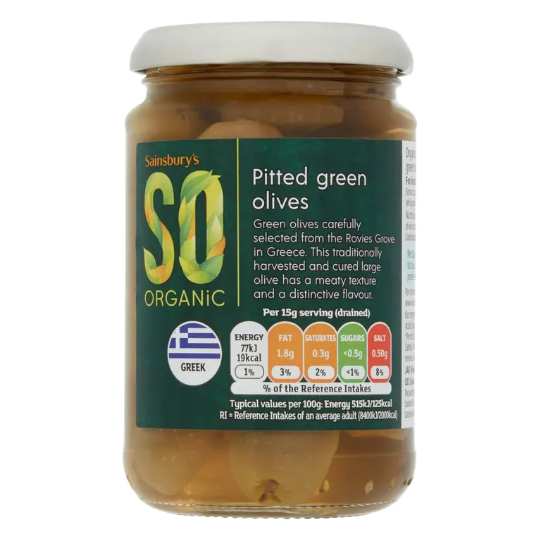 SO Organic Pitted Green Olives 290g (130g*)