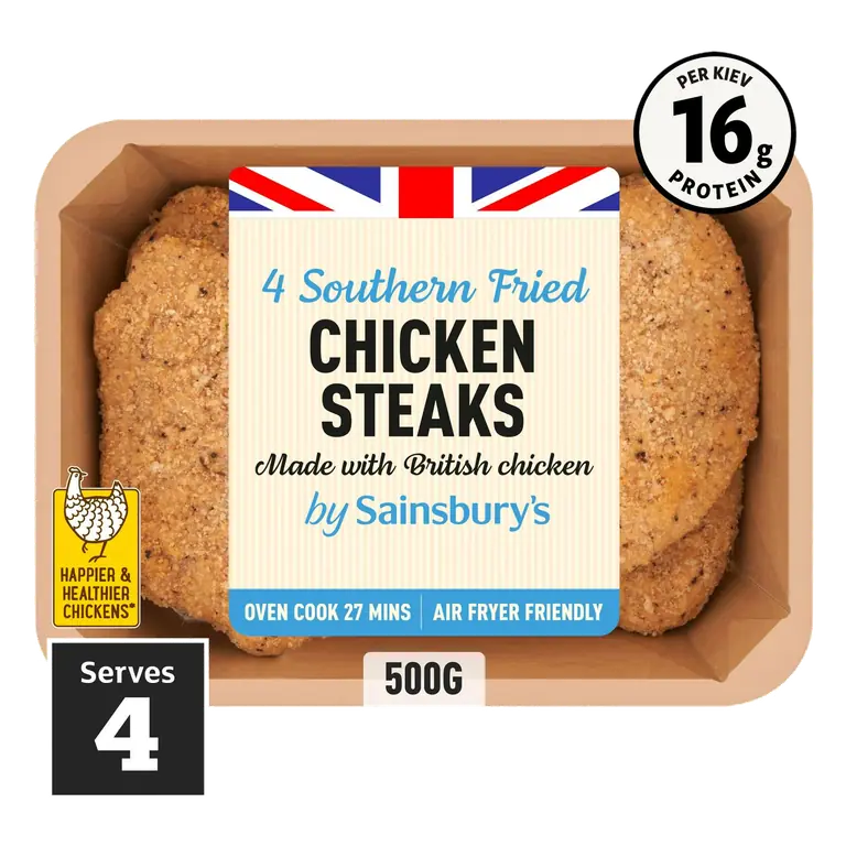 Southern Fried Breaded Fresh British Chicken Steaks x4 500g