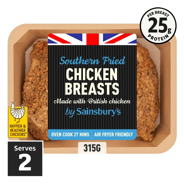 Southern fried Fresh British Chicken breast fillet x2 315g