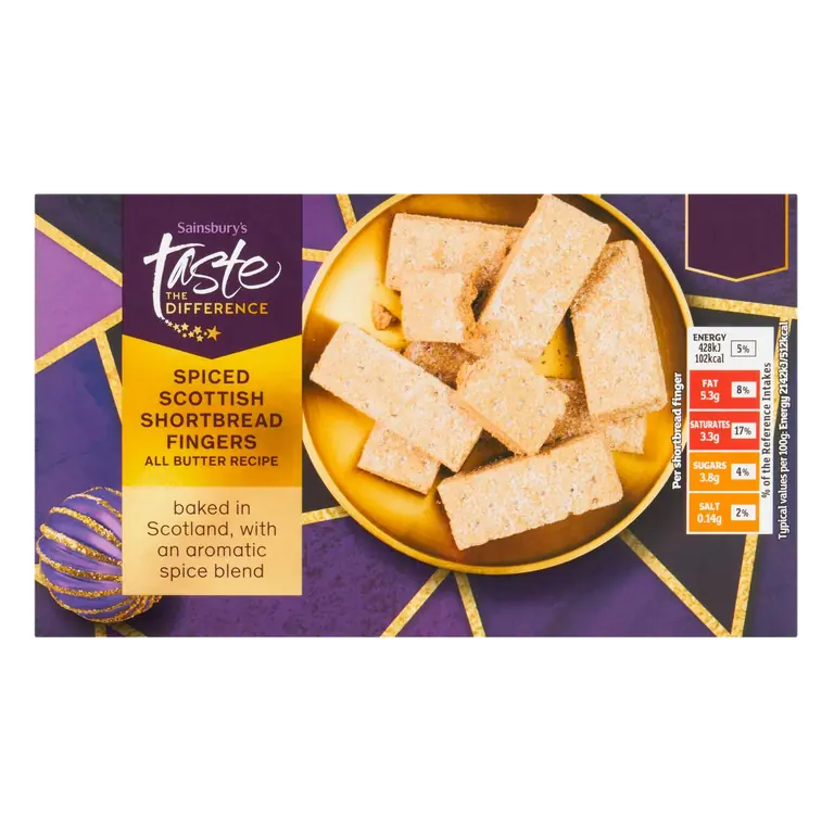 Spiced Scottish Shortbread Fingers, Taste the Difference 160g