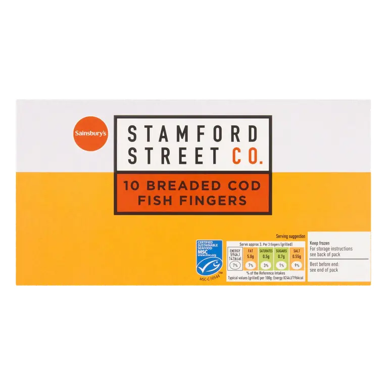Stamford Street Co. Breaded Cod Fish Fingers x10 250g
