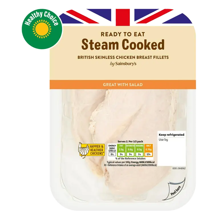 Steam Cooked British Chicken Breast Fillets x2 220g