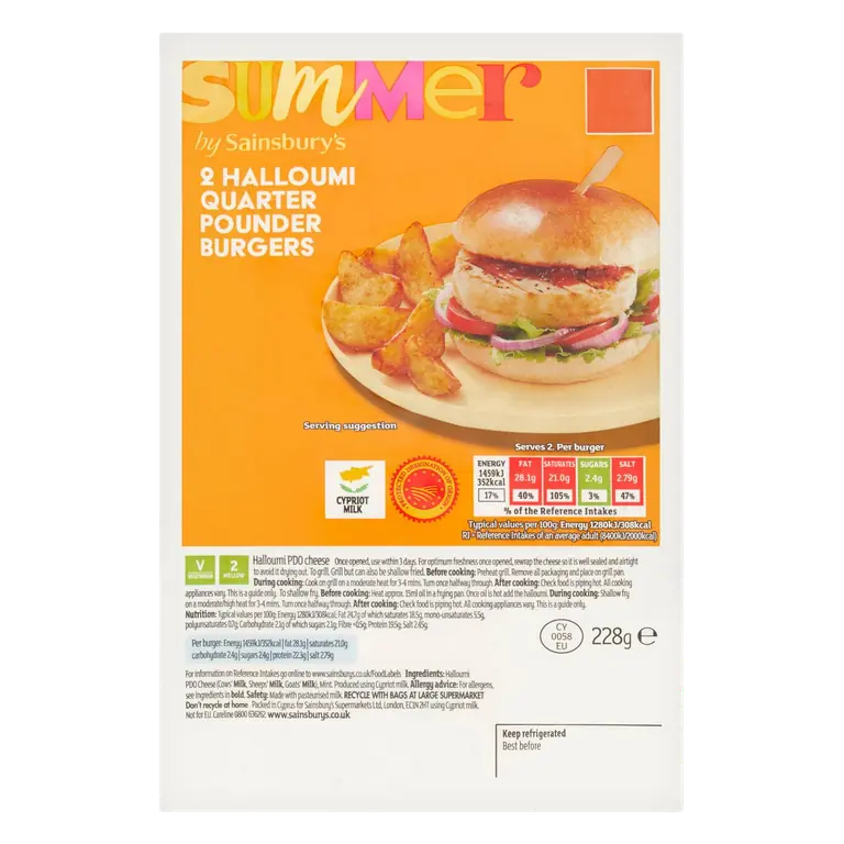 Summer 2 x Halloumi Quarter Pounder Burgers 228g