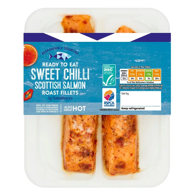 Sweet Chilli ASC Scottish Salmon Portions x2 180g (Ready to eat)