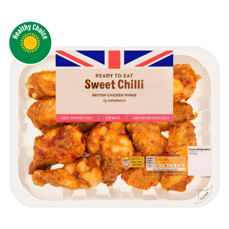 Sweet Chilli Cooked British Chicken Wings 525g