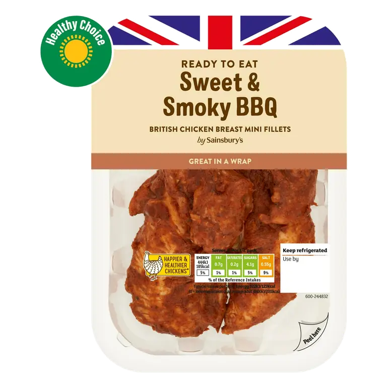 Sweet & Smoky BBQ Cooked British Chicken Breast Mini Fillets 170g