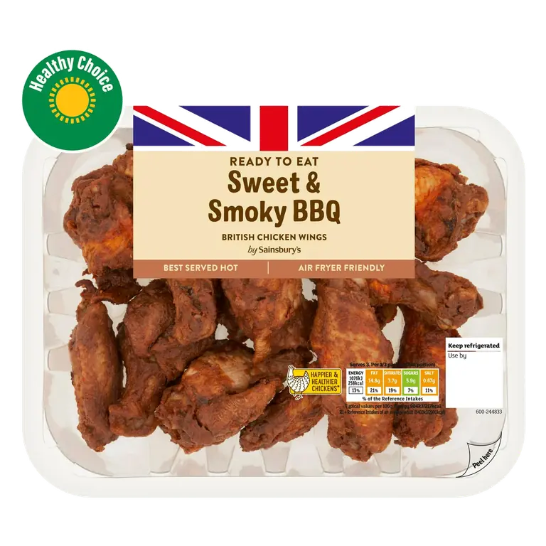 Sweet & Smoky BBQ Cooked British Chicken Wings 525g