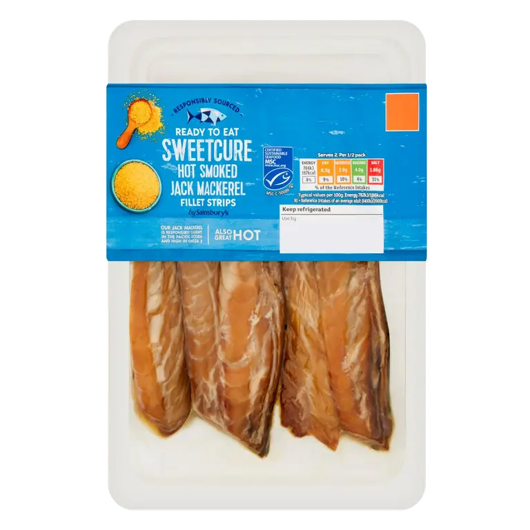 Sweetcure Hot Smoked Jack Mackerel Fillet Strips 180g