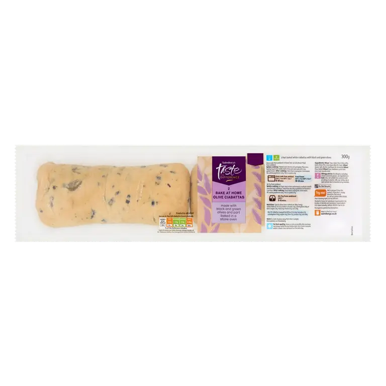 Taste the Difference 2 Bake at Home Olive Ciabattas 300g