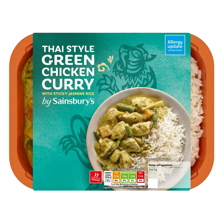 Thai Green Chicken Curry with Sticky Jasmine Rice Ready Meal for 1 400g