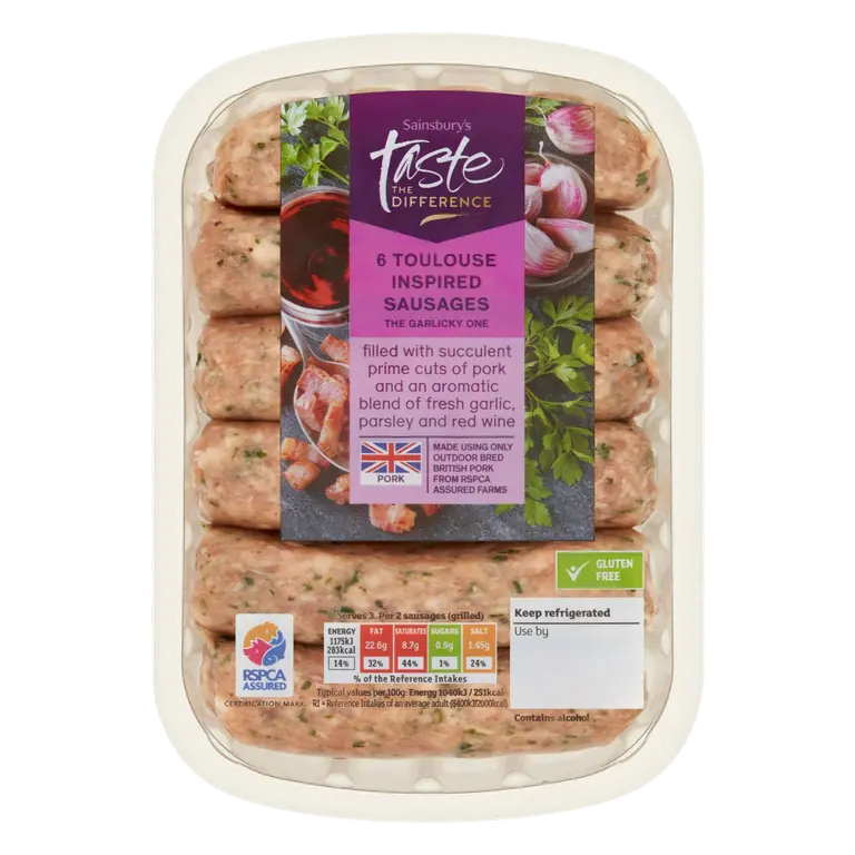 Toulouse Inspired Sausages, Taste the Difference x6 400g