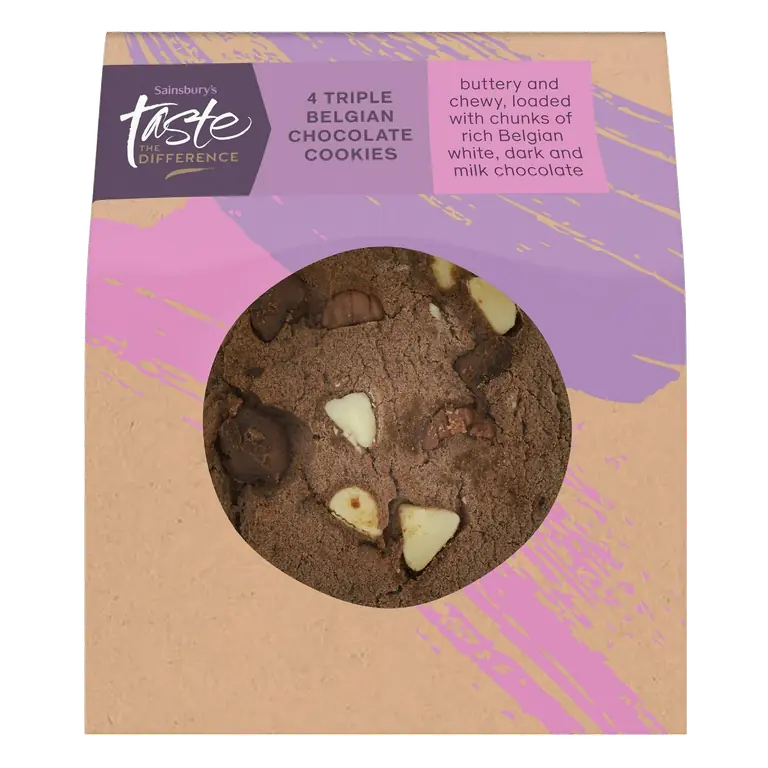 Triple Belgian Chocolate Cookies, Taste the Difference x4