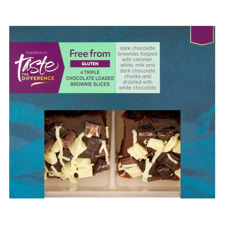 Triple Chocolate Loaded Brownie Slices, Taste the Difference x4 169g