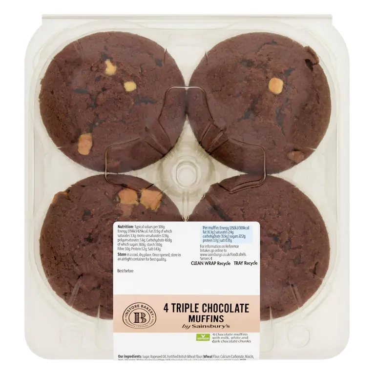 Triple Chocolate Muffins x4