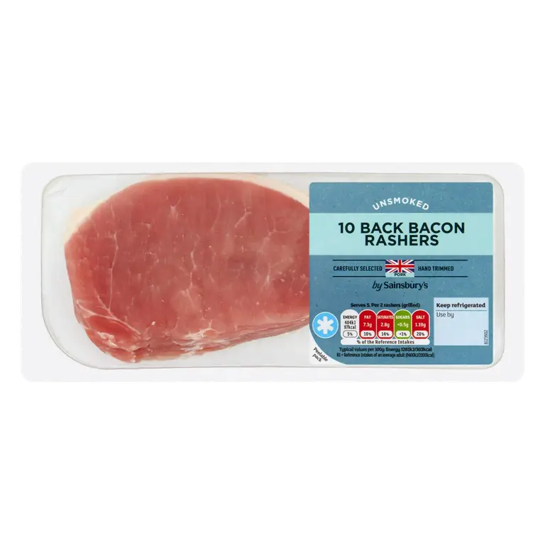 Unsmoked Back Bacon Rashers x10 300g