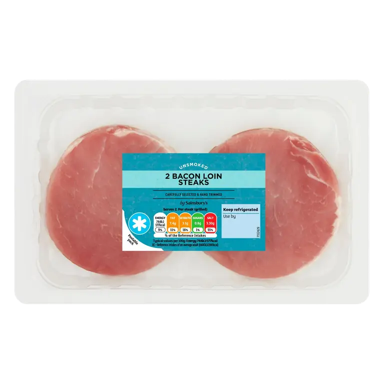 Unsmoked Bacon Loin Steaks x2 250g