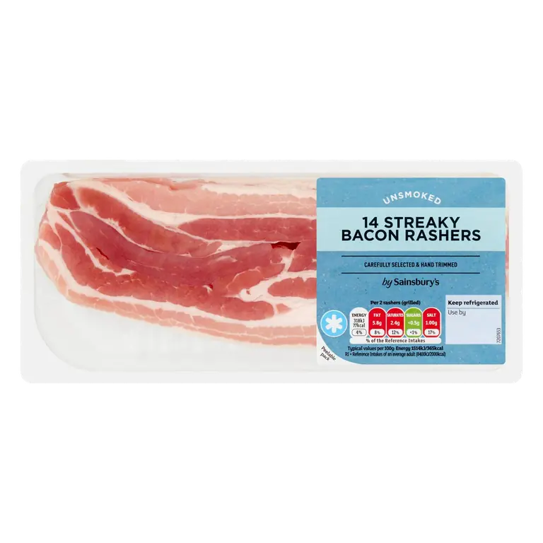 Unsmoked Streaky Bacon Rashers x14 300g