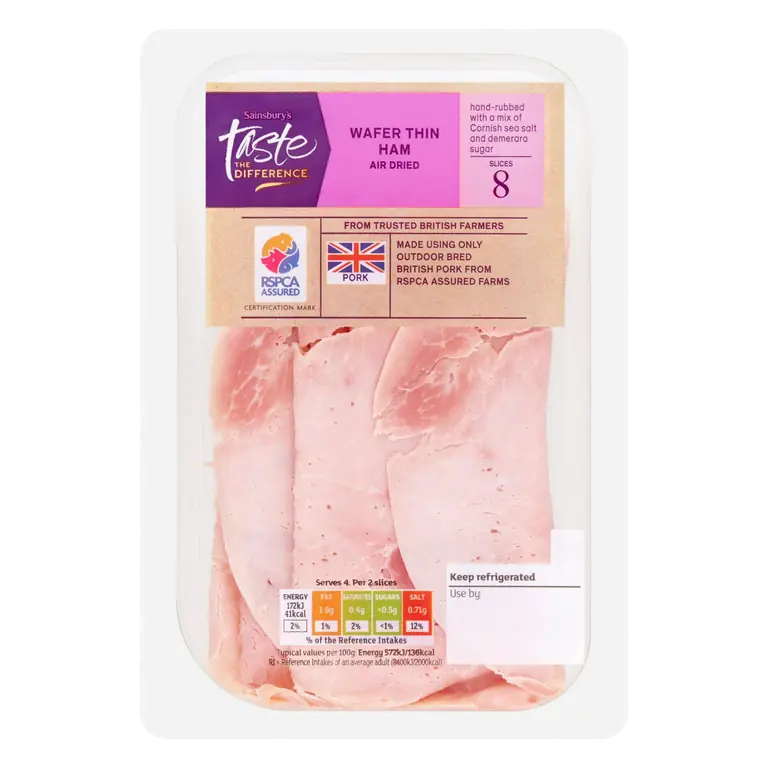 Wafer Thin Air Dried British Ham Slices, Taste the Difference 120g