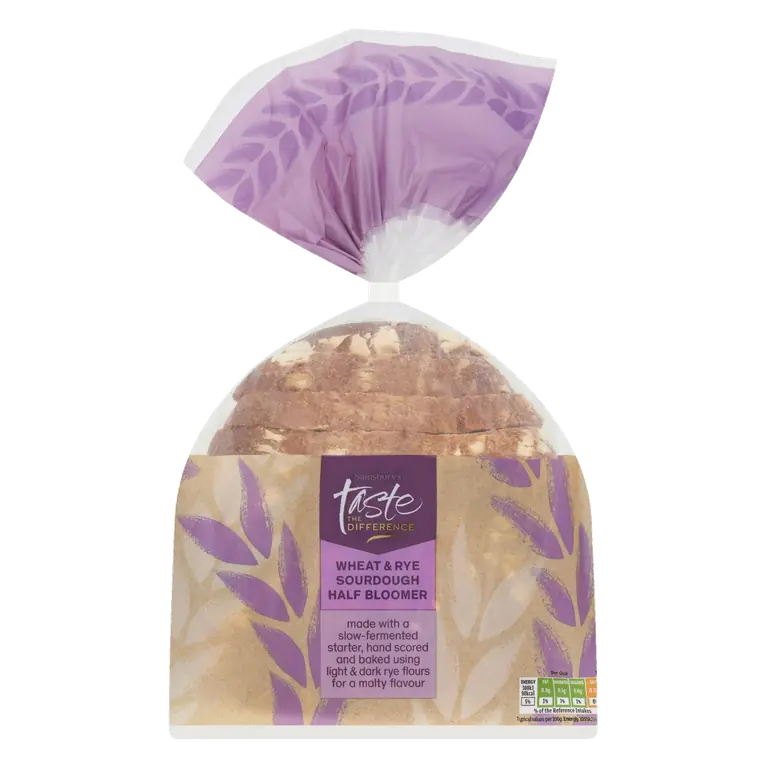 Wheat & Rye Sourdough Half Bloomer Bread, Taste the Difference 400g