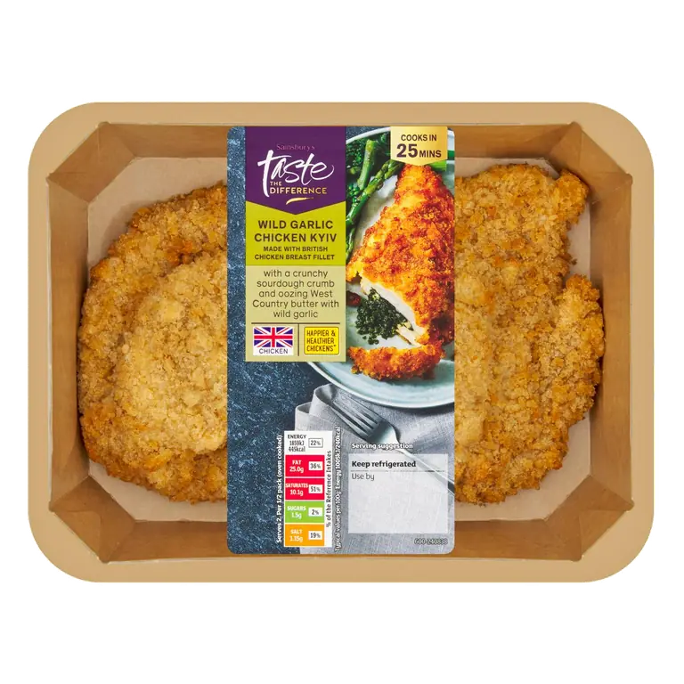 Wild Garlic British Chicken Breast Kyiv with West Country Butter & Sourdough Crumb, Taste the Difference x2 385g