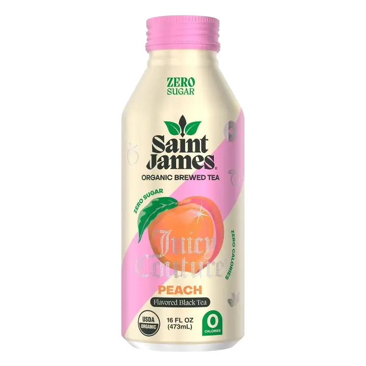 Saint James Juicy Couture Juicy Peach Black Tea 16oz: Caffeinated