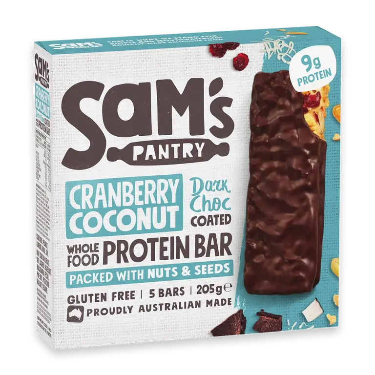 Protein Bar Dark Choc Coated Cranberry Coconut 5 Pack