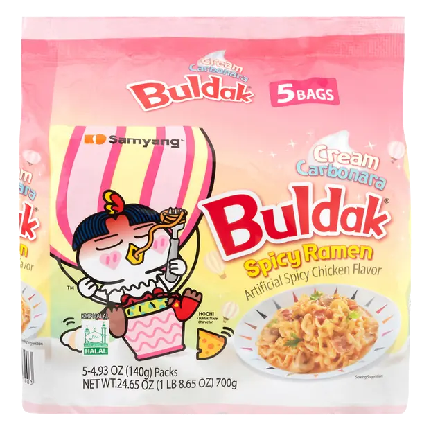 Buldak Cream Carbonara Spicy Ramon Noodle Soup - 4 ct
